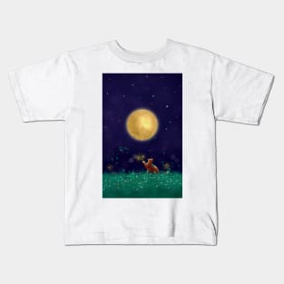 Moon Cat on the grass Kids T-Shirt